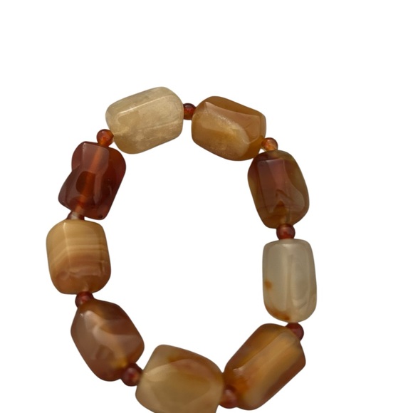Agate Faceted Irregular Nugget Gem Stone Elastic Bracelet - Picture 2 of 3